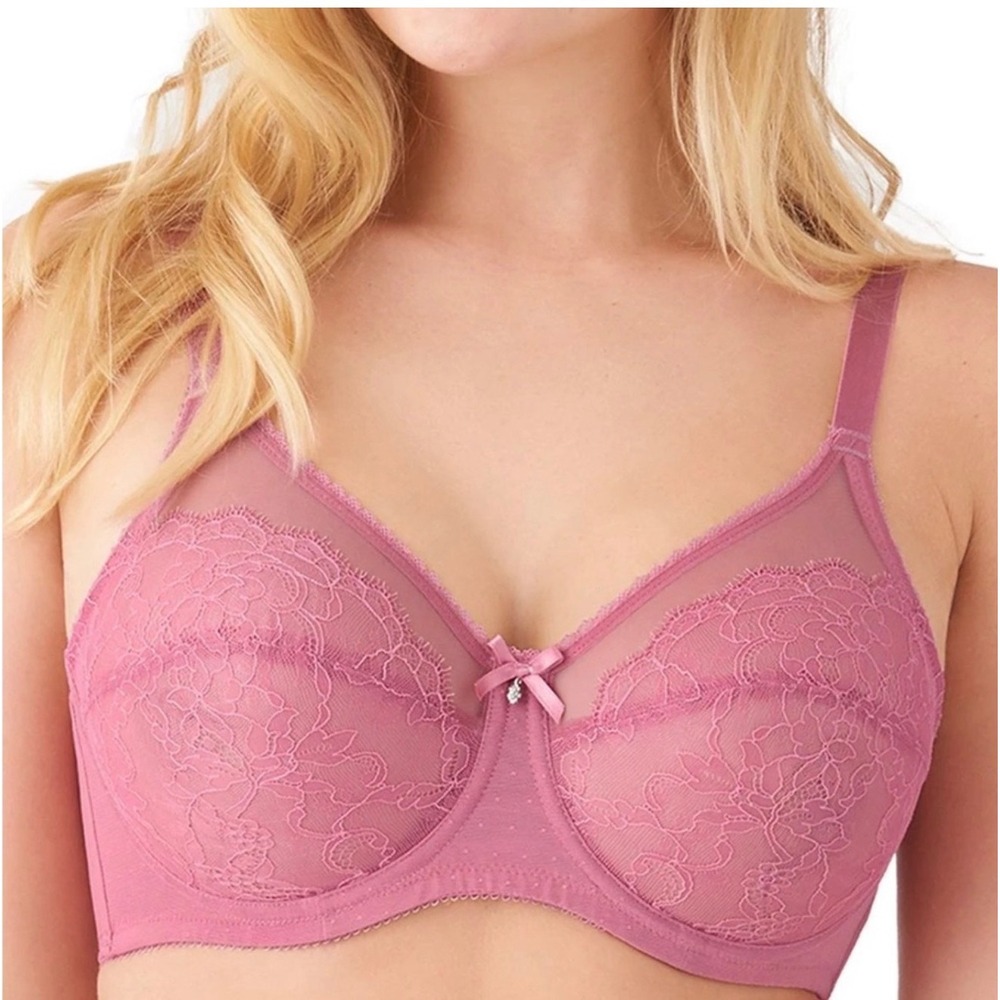 Wacoal Retro Chic Full Figure Underwire Bra 855186 Rose Pink 40DDD A3